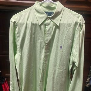 Mint green pinstripe button down